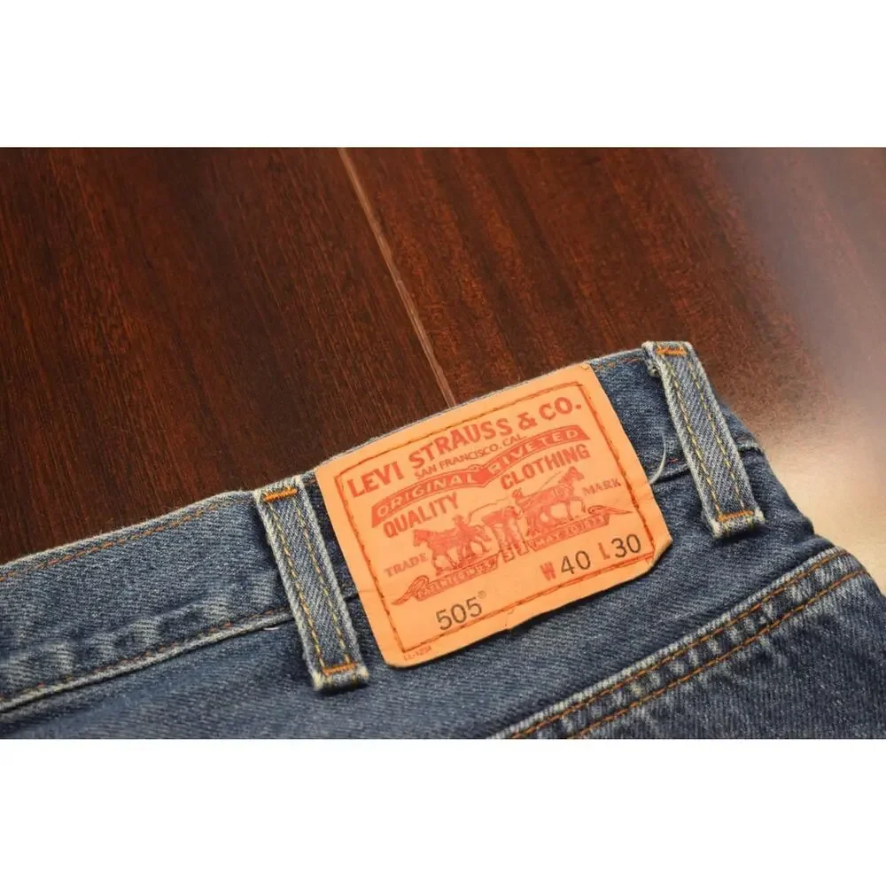 Levi's 505 Regular Fit Straight Denim Blue Jeans Mens Size‎ 38 x 29